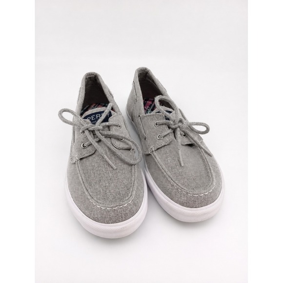 Sperry Other - Sperry Boat Shoes Girls 3M Grey Silver Glitter Canvas Memory Foam